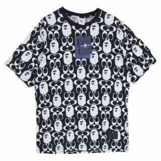 アベイシングエイプ(A BATHING APE)のA BATHING APE アベイシングエイプ × COACH コーチ シグネチャー 総柄 Tシャツ ブラック系 XL【中古】(Tシャツ/カットソー(半袖/袖なし))