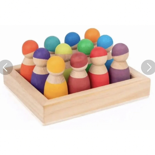 小人 12人 パステル 原色 虹色 白木 木のおもちゃ 誕生日 キッズ/ベビー/マタニティのおもちゃ(知育玩具)の商品写真