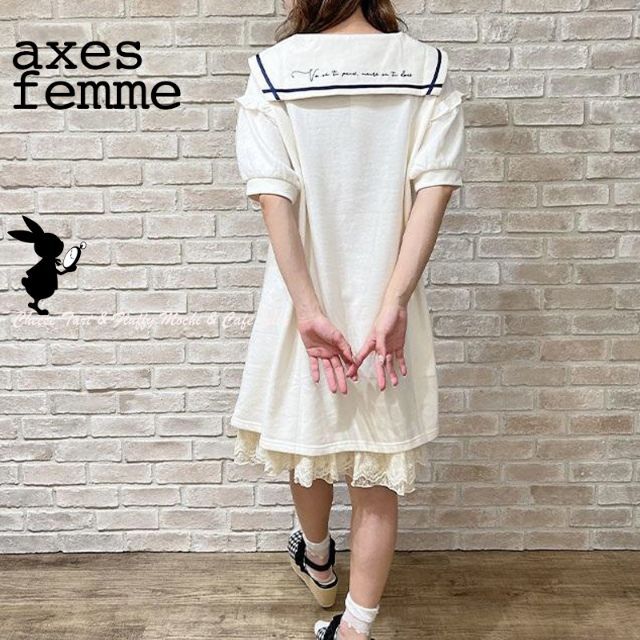 axes femme(アクシーズファム)の※ axes femme POETIQUE 刺繍セーラーカットワンピース レディースのワンピース(ミニワンピース)の商品写真