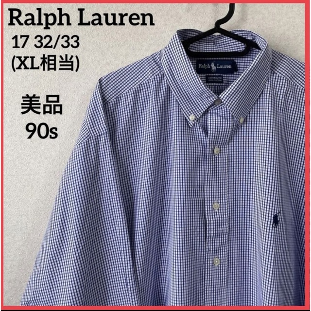 90s ラルフローレン BDシャツ チェック柄ワンポイント 刺繍ロゴ