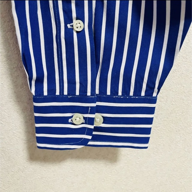 【美品 90s】ラルフローレン BDシャツ ストライプ 刺繍ロゴ スモールポニー 7