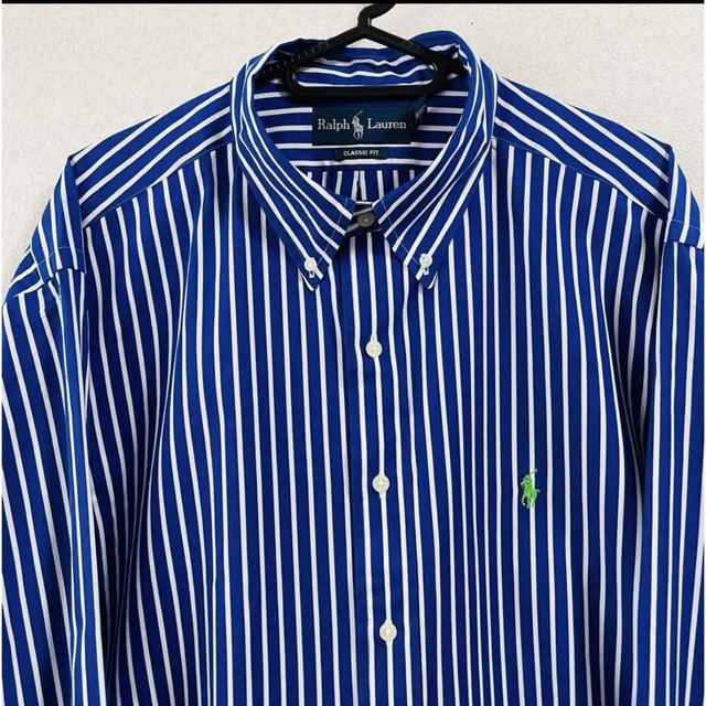 【美品 90s】ラルフローレン BDシャツ ストライプ 刺繍ロゴ スモールポニー 4