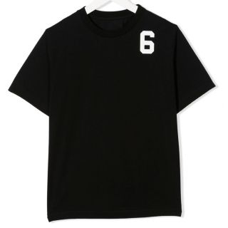 エムエムシックス(MM6)のMM6 メゾンマルジェラ　6ロゴTシャツ　ブラック　14(Tシャツ(半袖/袖なし))