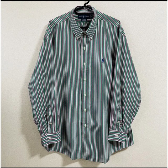 《トミーヒルフィガー》ストライプシャツ BDシャツ 刺繍ロゴ 90s メンズ