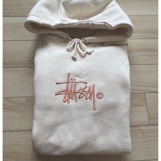 stussy ロゴ刺繍　パーカー　ステゥーシー　しろ　S