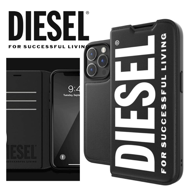 DIESEL(ディーゼル)の新品 DIESEL 手帳型 ケース iPhone14 Pro BK/WH スマホ/家電/カメラのスマホアクセサリー(iPhoneケース)の商品写真