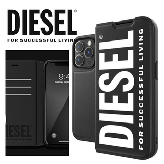 ディーゼル(DIESEL)の新品 DIESEL 手帳型 ケース iPhone14 Pro BK/WH(iPhoneケース)