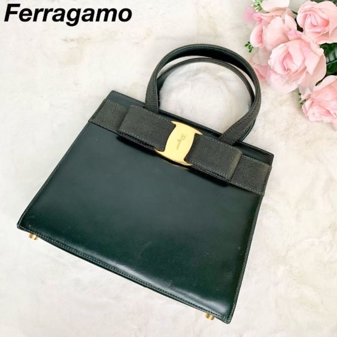 Salvatore Ferragamo ヴァラ ハンドバッグ グリーン