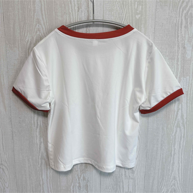 レディース　カットソー　半袖　白Ｔ　クロップド丈　Tシャツ　ホワイト　無地 レディースのトップス(Tシャツ(半袖/袖なし))の商品写真