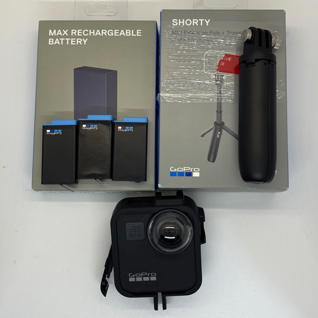 GoPro MAX 純正バッテリー3個 純正SHORTY セット出品 防湿庫保管カメラ