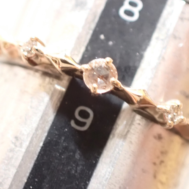 agete k10 0.03ct ローズカットリング 9号-