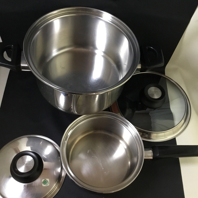 Amway(アムウェイ)のAMEX cooking ware ステンレス鍋　両手鍋　片手鍋 インテリア/住まい/日用品のキッチン/食器(鍋/フライパン)の商品写真