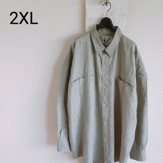 GOOUCH グーチ　デッドストック　セージグリーン　長袖　リネンシャツ　2XL(シャツ)