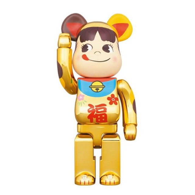 BE@RBRICK 招き猫 ペコちゃん 福 金メッキ 1000%