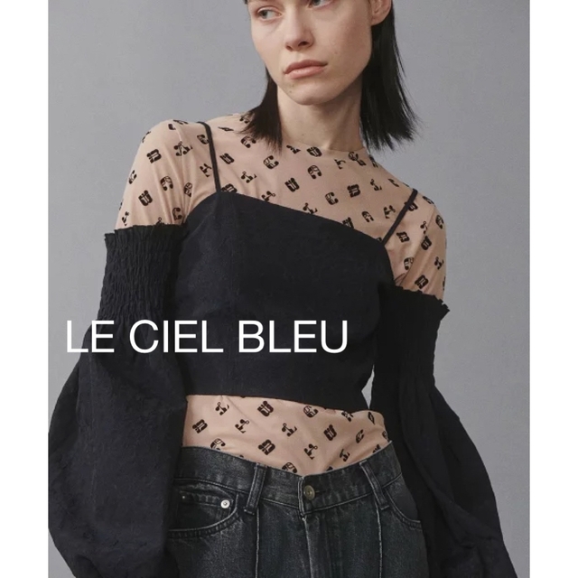 LE CIEL BLEU(ルシェルブルー)の最終価格/LE CIEL BLEU フロッキージャージトップス/size38 レディースのトップス(カットソー(長袖/七分))の商品写真