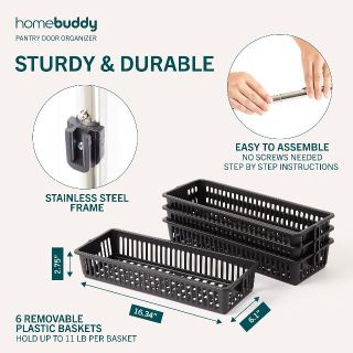 【色: ブラック】HomeBuddy ドア掛けバスケット 6段 ドア裏収 吊り下