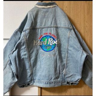 ハードロックカフェ(Hard Rock CAFE)の超希少70s ハードロックカフェ デニムジャケット Gジャン 古着 刺繍 ロゴ(Gジャン/デニムジャケット)