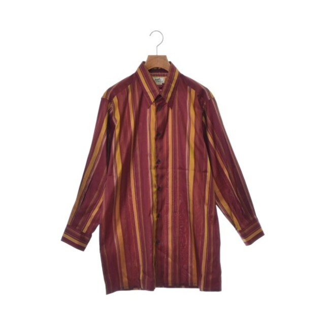 Hermes - HERMES カジュアルシャツ 40(L位) 赤x黄系xピンク(ストライプ