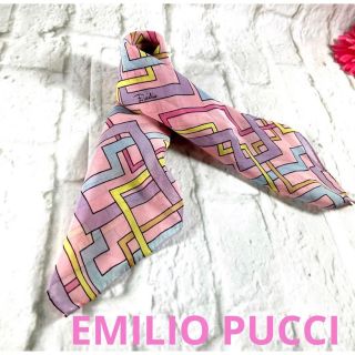 エミリオプッチ(EMILIO PUCCI)のエミリオプッチEMILIO PUCCI シフォン系　シルクスカーフ　ミニスカーフ(バンダナ/スカーフ)