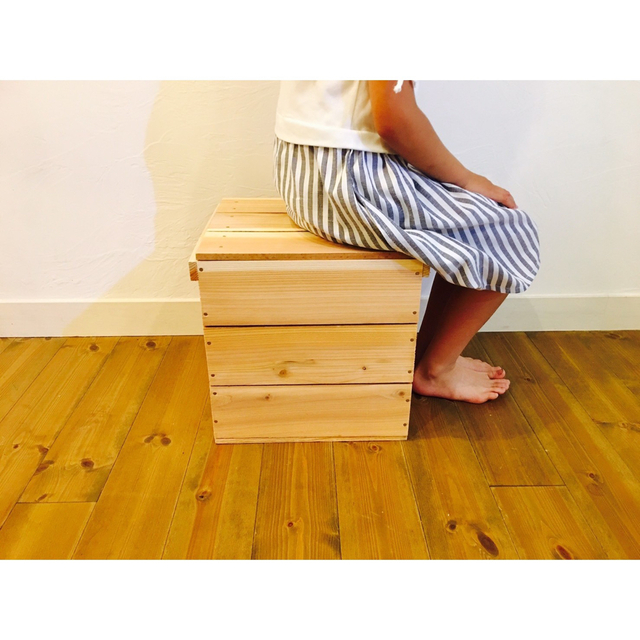 りんご箱 蓋付 角箱 2箱 // ウッドボックス 木箱 収納 diy 木製