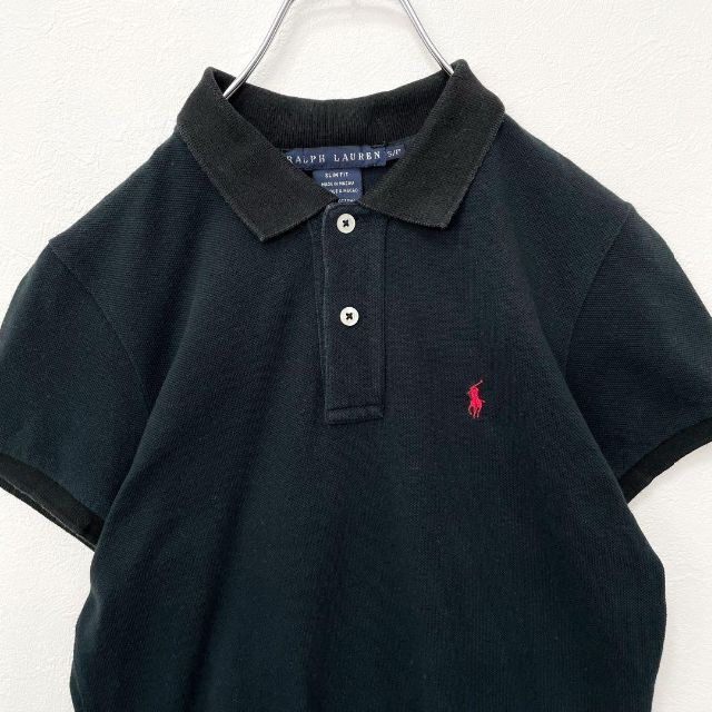 POLO RALPH LAUREN(ポロラルフローレン)のラルフローレン　レディース　鹿の子　ポニー刺繍　半袖ポロシャツ　ブラック　S レディースのトップス(ポロシャツ)の商品写真