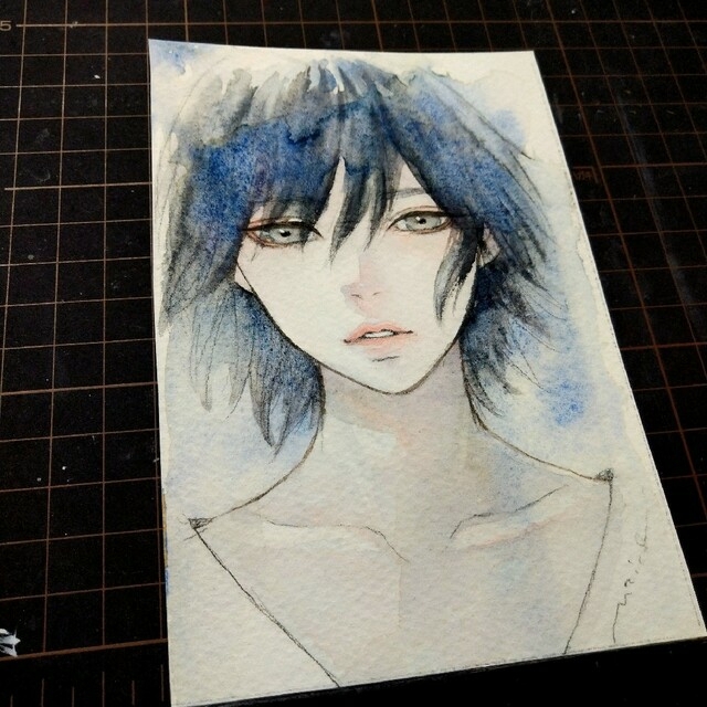 手描きイラスト《Lapis》オリジナル 水彩画 エンタメ/ホビー 美術品/アンティーク 絵画/タペストリー