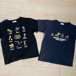 バンダイ(BANDAI)のマリオ　Tシャツ2枚セット　黒　紺　130 (Tシャツ/カットソー)