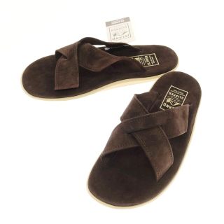 アイランドスリッパ(ISLAND SLIPPER)の【中古】【未使用】アイランドスリッパ ISLAND SLIPPER スエード クロスストラップサンダル ダークブラウン【サイズ10】【メンズ】(サンダル)