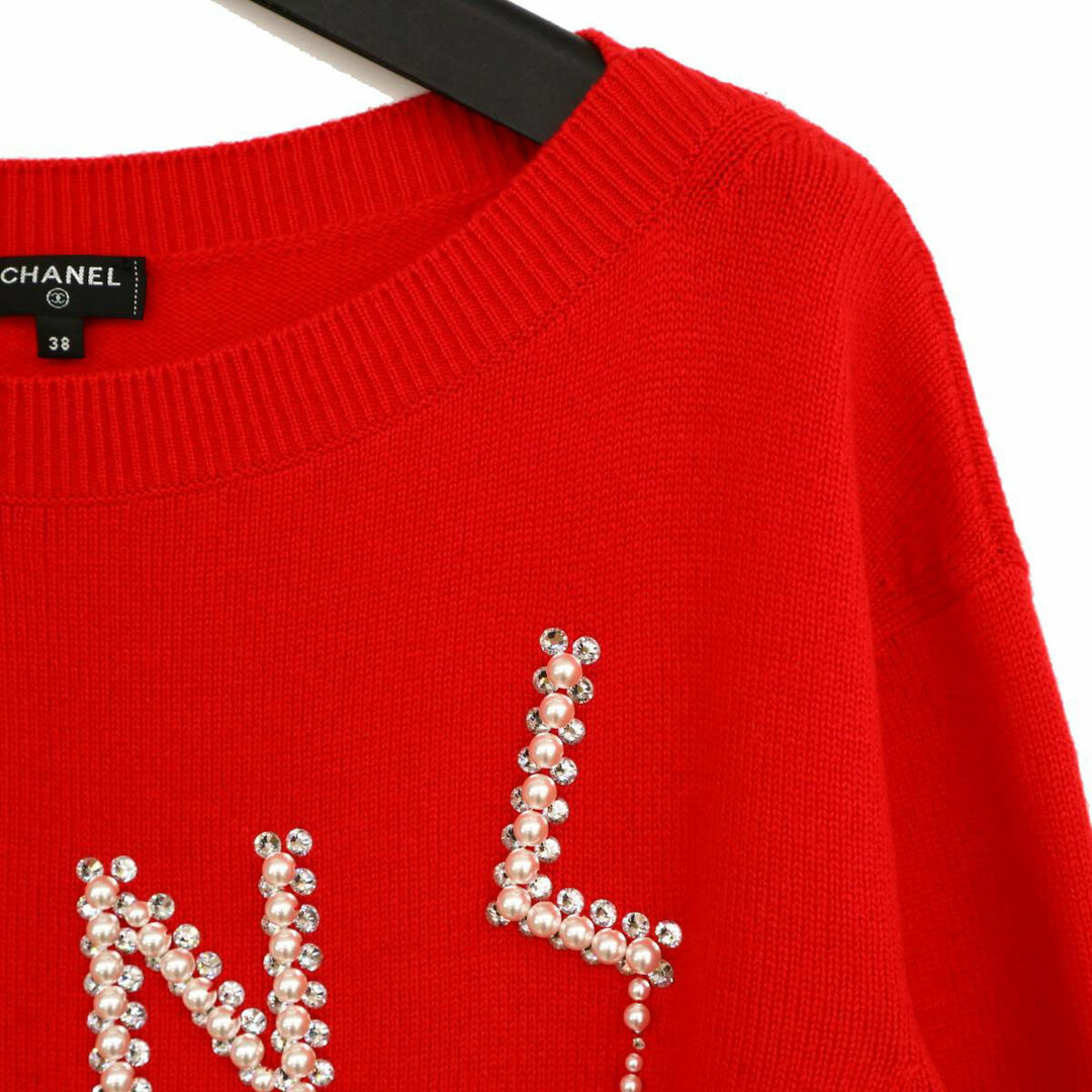 CHANEL - シャネル ロゴ フェイクパール カシミヤ ニット P70834K10086