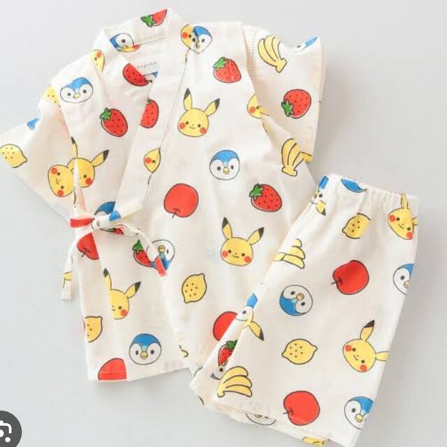 ポケモン(ポケモン)の新品未使用 モンポケ(monpoke) 甚平 フルーツ総柄 キッズ/ベビー/マタニティのキッズ服男の子用(90cm~)(甚平/浴衣)の商品写真