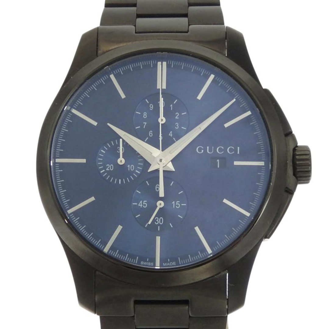 1着でも送料無料 Gucci GU0361 新入荷 中古 YA126275 126.2 ネイビー文字盤 SS 腕時計 クォーツ メンズ クロノグラフ Gタイムレス GUCCI グッチ - 腕時計(アナログ)