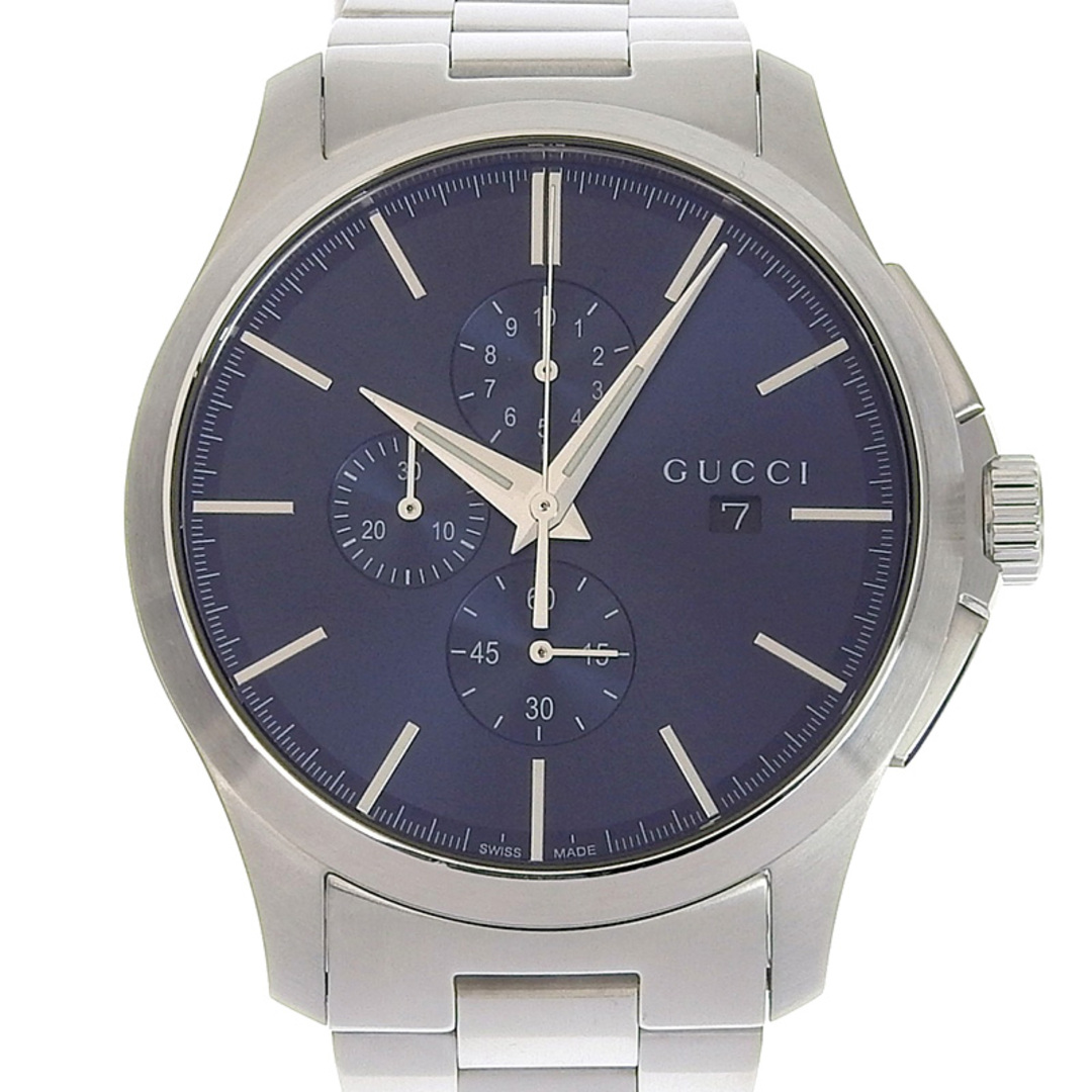 Gucci(グッチ)のグッチ GUCCI Gタイムレス クロノグラフ メンズ クォーツ 腕時計 SS ブルー文字盤 YA126273 中古 新入荷 GU0383 メンズの時計(腕時計(アナログ))の商品写真
