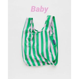 バグゥ(BAGGU)の新作　BAGGU　エコバッグ　ベビー　Baby　ピンク×グリーンストライプ　新品(エコバッグ)