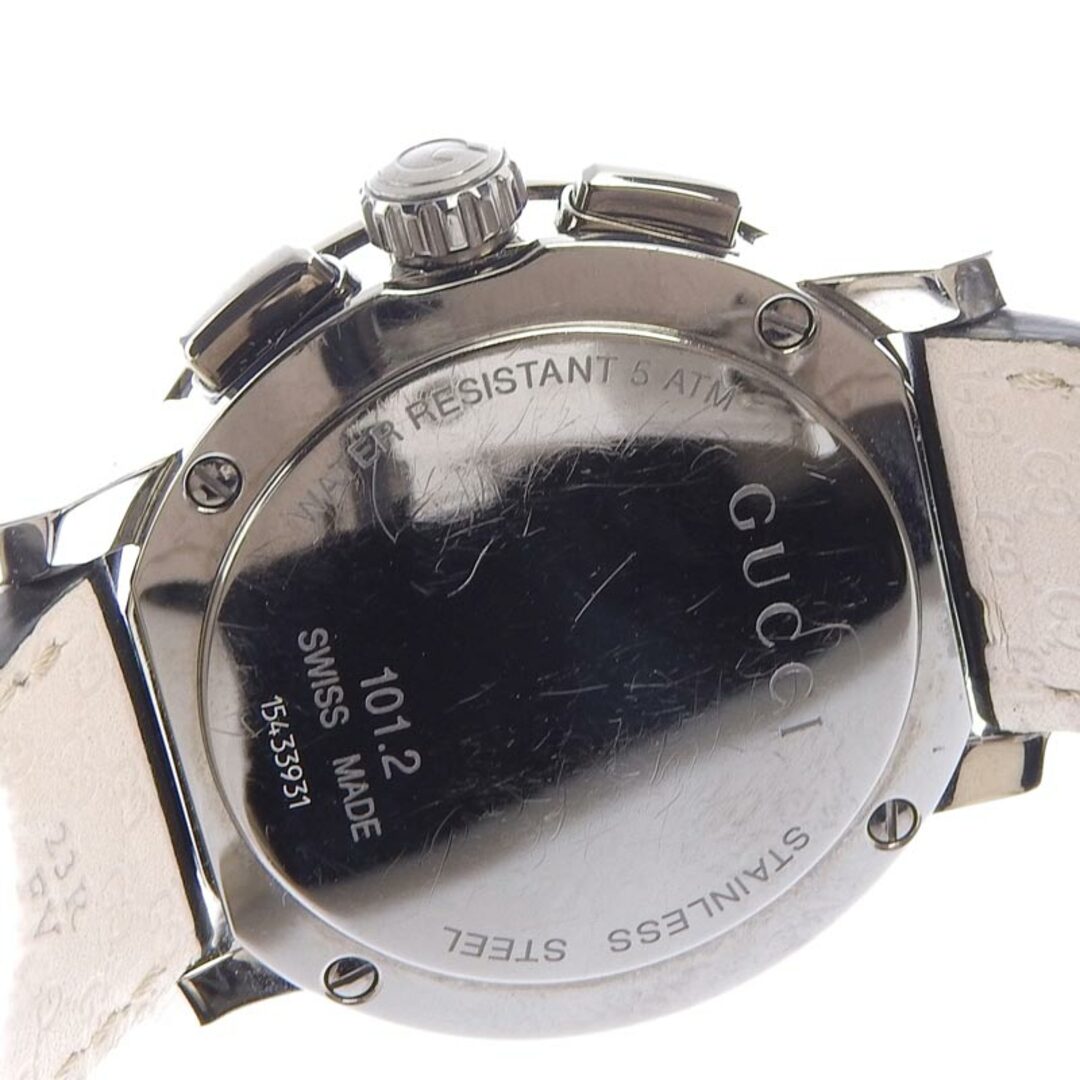 グッチ GUCCI 時計 Gタイムレス クロノグラフ メンズ クォーツ 腕時計 SS 革 ブラック文字盤 101.2 YA101205 中古 新入荷  GU0333