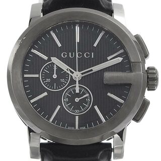 グッチ(Gucci)のグッチ GUCCI 時計 Gタイムレス クロノグラフ メンズ クォーツ 腕時計 SS 革 ブラック文字盤 101.2 YA101205 中古 新入荷 GU0333(腕時計(アナログ))