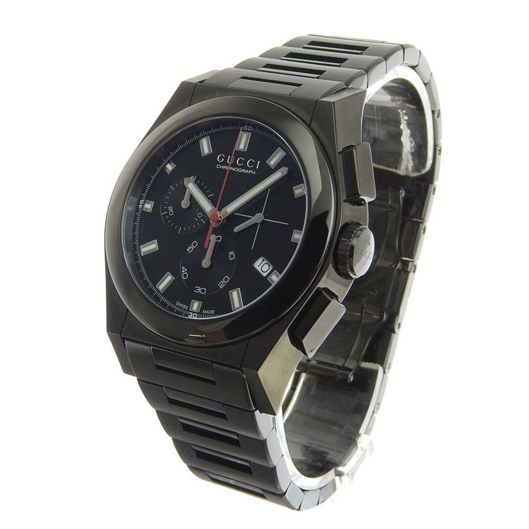 グッチ GUCCI 時計 パンテオン クロノグラフ メンズ クォーツ 腕時計 ブラック文字盤 115.2/YA115237 中古 新入荷 GU0346