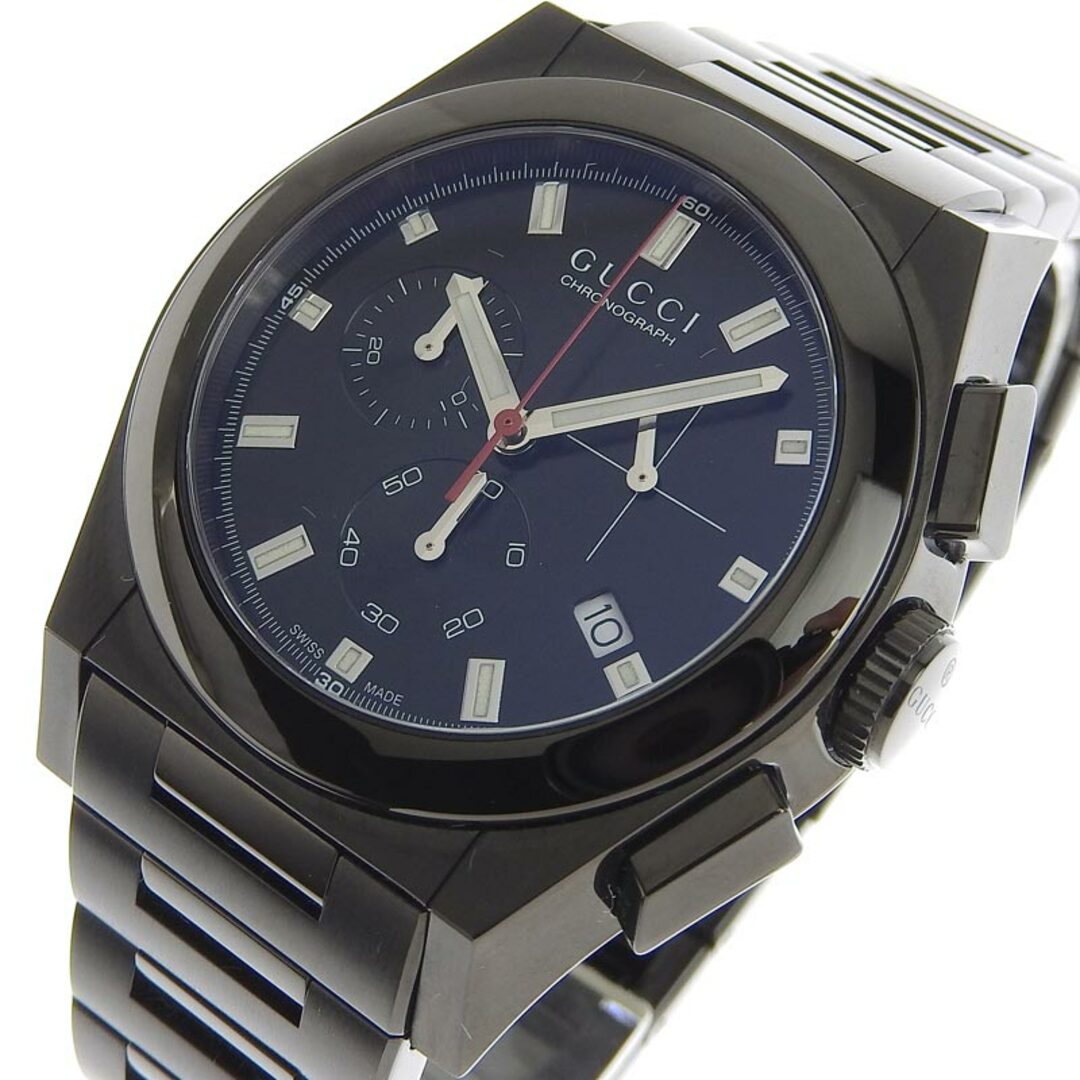 グッチ GUCCI 時計 パンテオン クロノグラフ メンズ クォーツ 腕時計 ブラック文字盤 115.2/YA115237 中古 新入荷 GU0346