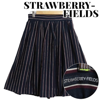 ストロベリーフィールズ(STRAWBERRY-FIELDS)のSTRAWBERRY-FIELDS ストライプ 台形 プリーツスカート Mサイズ(ひざ丈スカート)