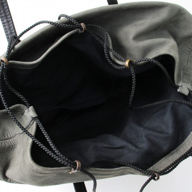 美品 ARTS&SCIENCE アーツ＆サイエンス Boxbag boxcalf black 巾着付 レザー トートバッグ/ブラック 鞄【2400013319119】