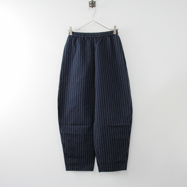 2021AW ENFOLD エンフォルド ピンストライプ コクーンワイドTROUSERS イージーパンツ 36/ネイビー【2400013321389】