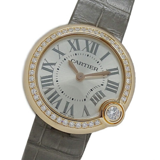 カルティエ Cartier 時計 レディース ブランド バロン ブラン ドゥ ダイヤモンド クオーツ QZ 750PG レザー WJBL0006 替えベルト付
