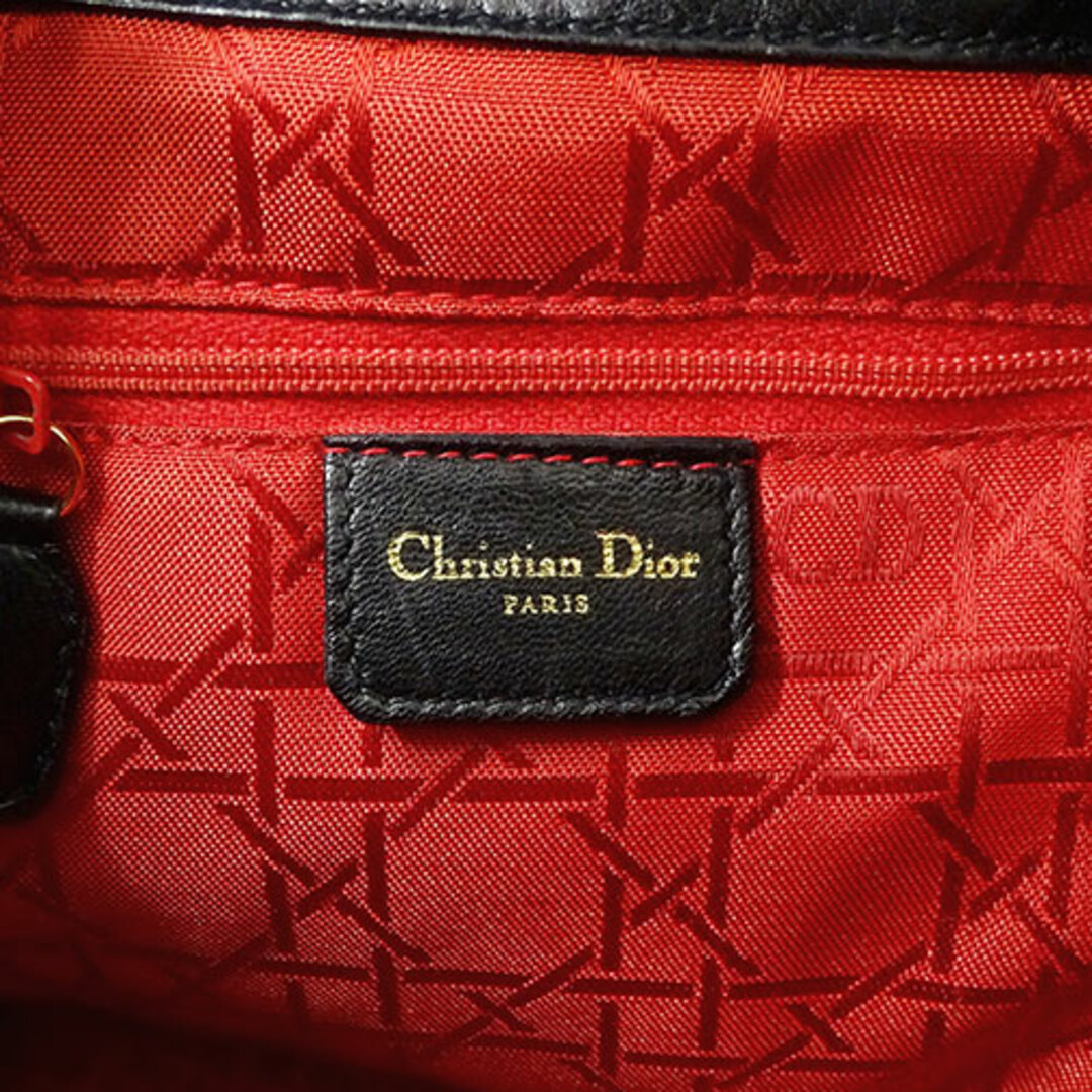 クリスチャン ディオール Christian Dior バッグ レディース ブランド リュックサック バックパック カナージュ レザー ブラック 黒 チャーム付き コンパクト おしゃれ