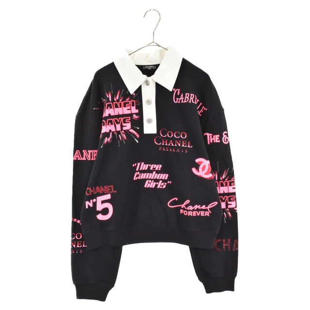 美品 CHANELシャネル マルチ柄 COCO ブラック トップス シグネチャー
