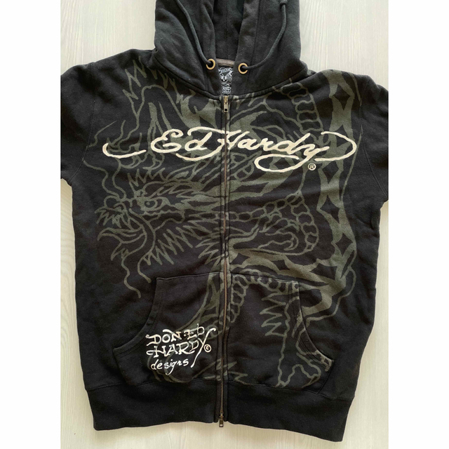 Ed Hardy エドハーディ　ジップアップパーカー　タイガー　ドラゴン　黒　M 4