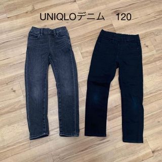 ユニクロ(UNIQLO)の【美品】UNIQLOデニム　2本セット サイズ120(パンツ/スパッツ)