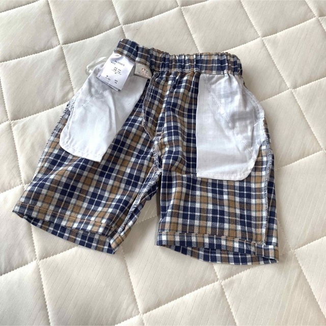 しまむら(シマムラ)の【未使用】チェックハーフパンツ キッズ/ベビー/マタニティのキッズ服男の子用(90cm~)(パンツ/スパッツ)の商品写真