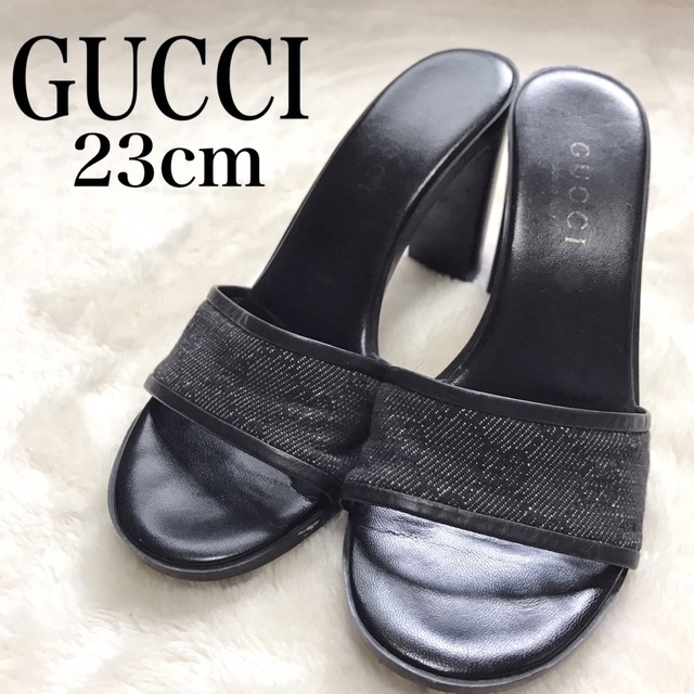 希少】 GUCCI グッチ ミュール ハイヒール サンダル ggキャンパス-