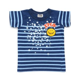 エフオーキッズ(F.O.KIDS)のアメカジコーデ！【未使用】F.O.KIDS★インディゴパネルボーダーTシャツ(Tシャツ/カットソー)