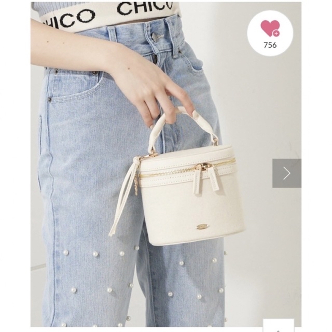 who's who Chico(フーズフーチコ)のChico♡キャンバスバニティバック♡アイボリー レディースのバッグ(ハンドバッグ)の商品写真