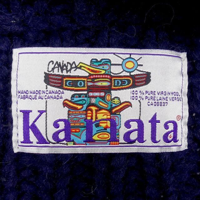 カウチン セーター kanata ニット L カナダ製 カナタ 紺 JJ307